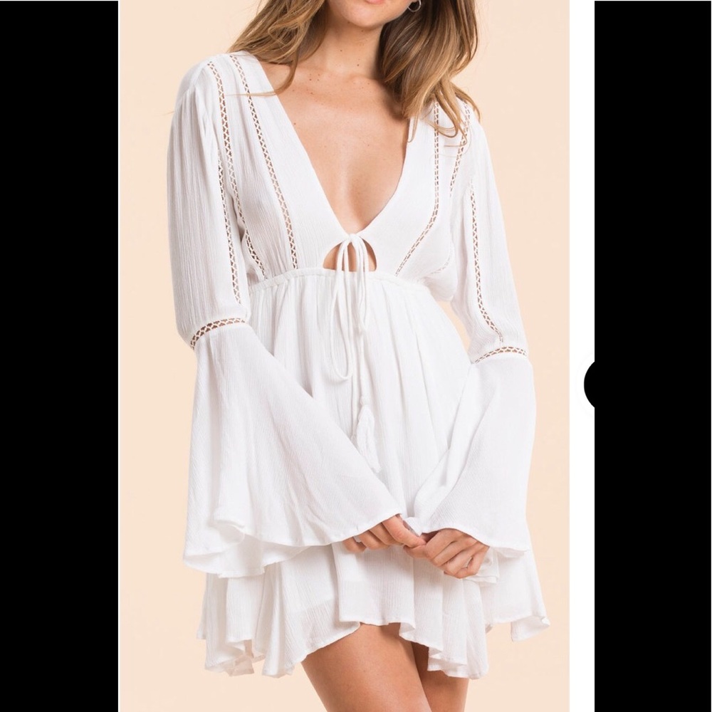 Elan bell sleeve crochet Blue beach dress S NWOTS
